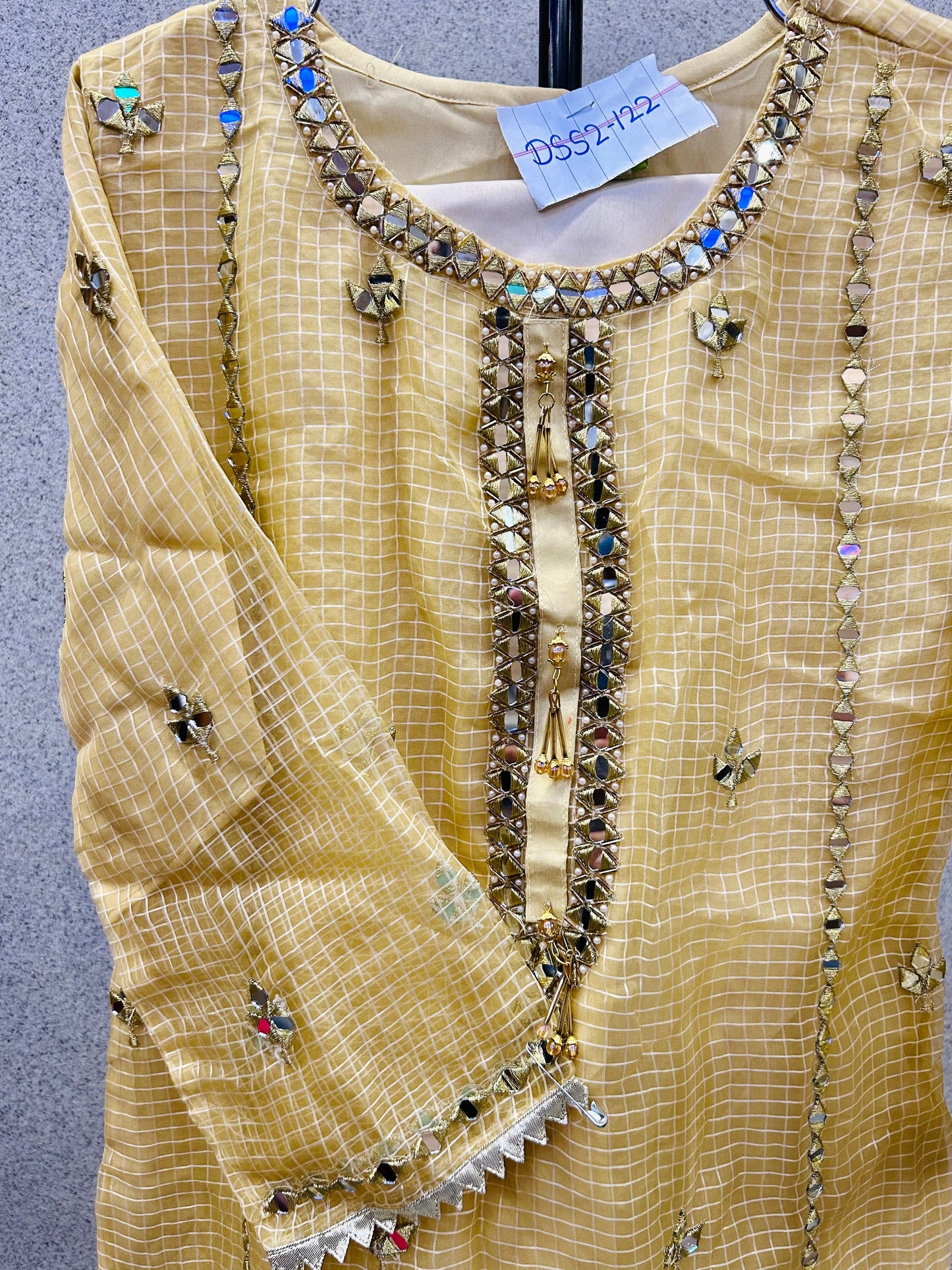 Embroidered Sheesha Work Semi Formal Shalwar Kameez Net Fabric DSS2-122