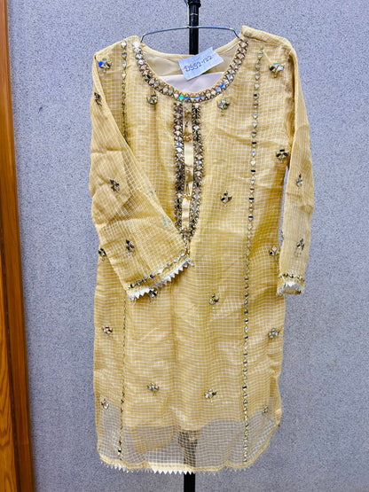 Embroidered Sheesha Work Semi Formal Shalwar Kameez Net Fabric DSS2-122