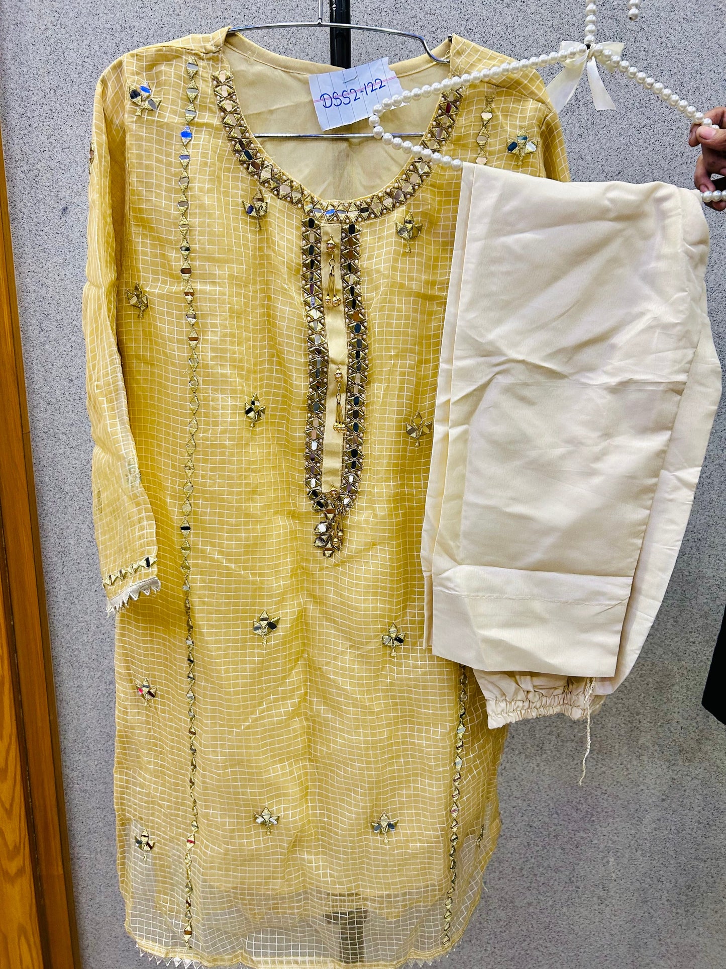 Embroidered Sheesha Work Semi Formal Shalwar Kameez Net Fabric DSS2-122